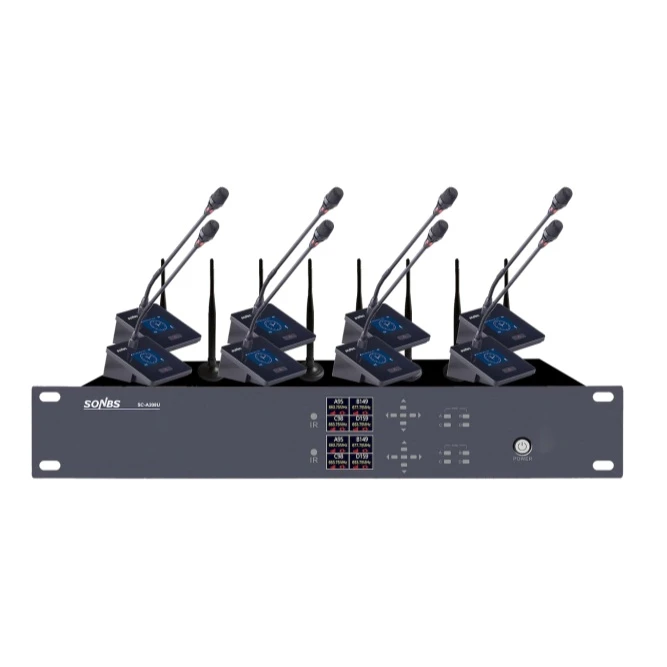 SC-A208U UHF Wireless Conference With 8 Desktop Mic Unit