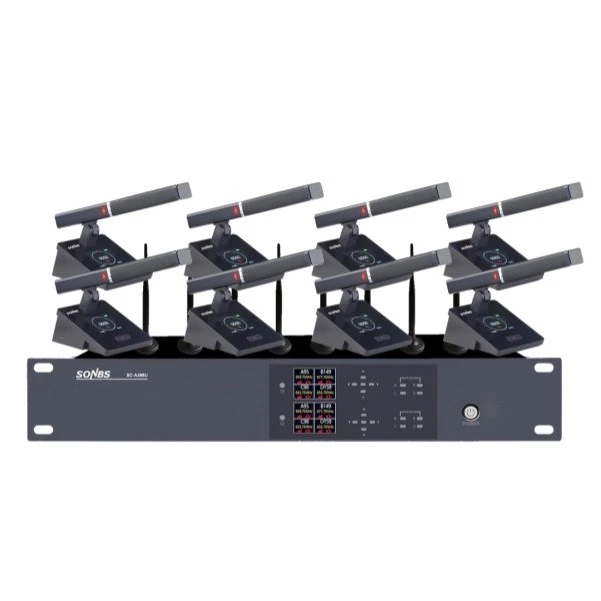 SC-A208U UHF Wireless Conference With 8 Desktop Mic Unit