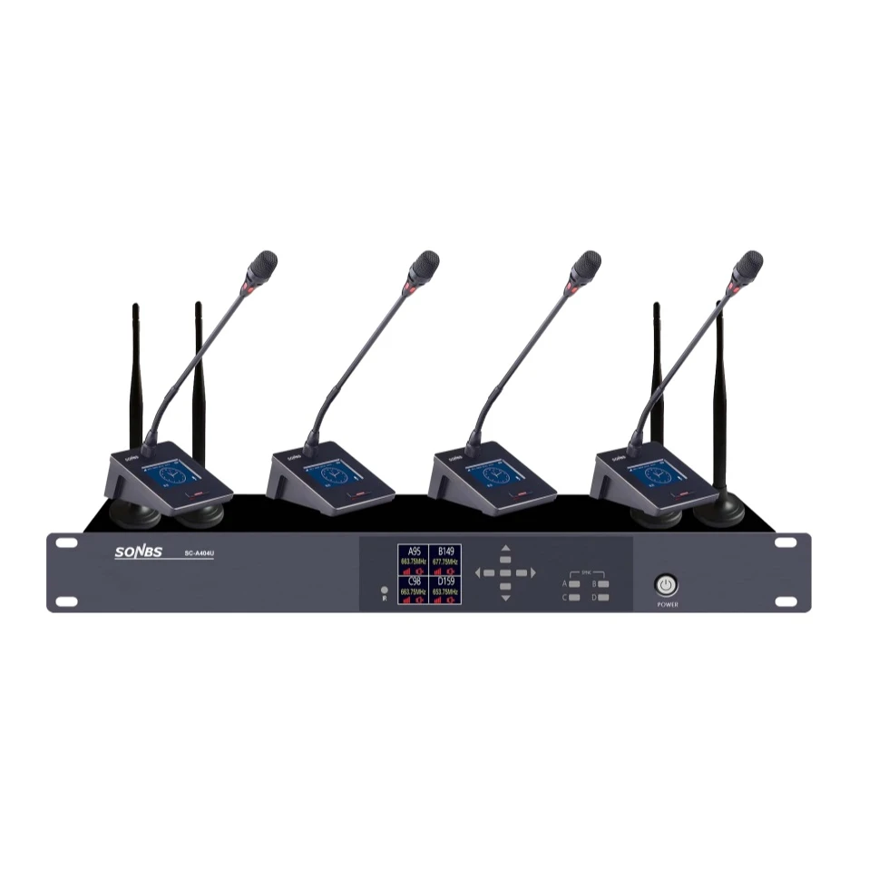SC-A404U UHF Wireless Conference With 4 Desktop Mic Unit