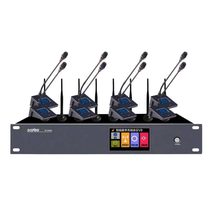 SC-A408U UHF Wireless Conference With 8 Desktop Mic Unit