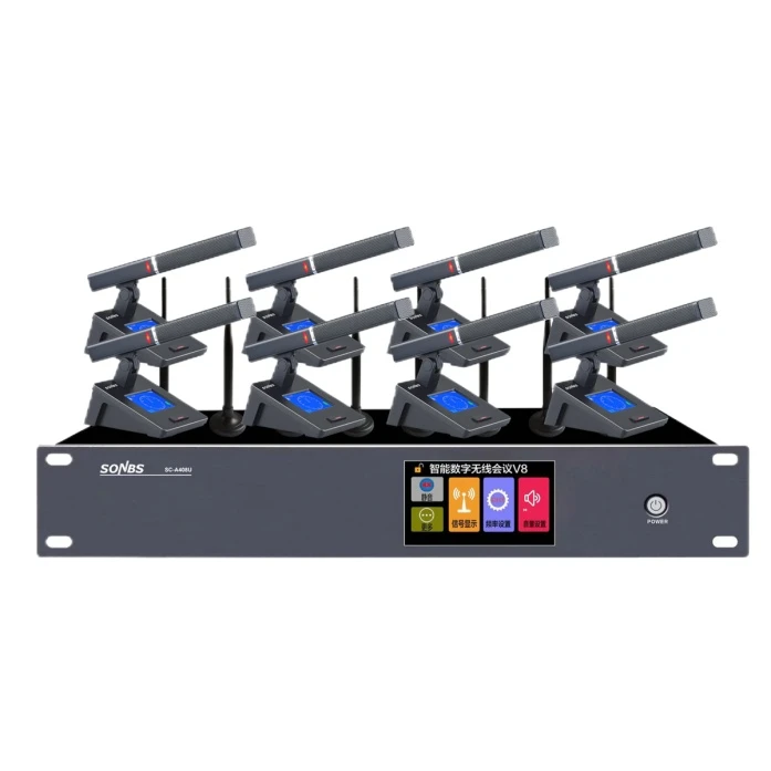SC-A408U UHF Wireless Conference With 8 Desktop Mic Unit